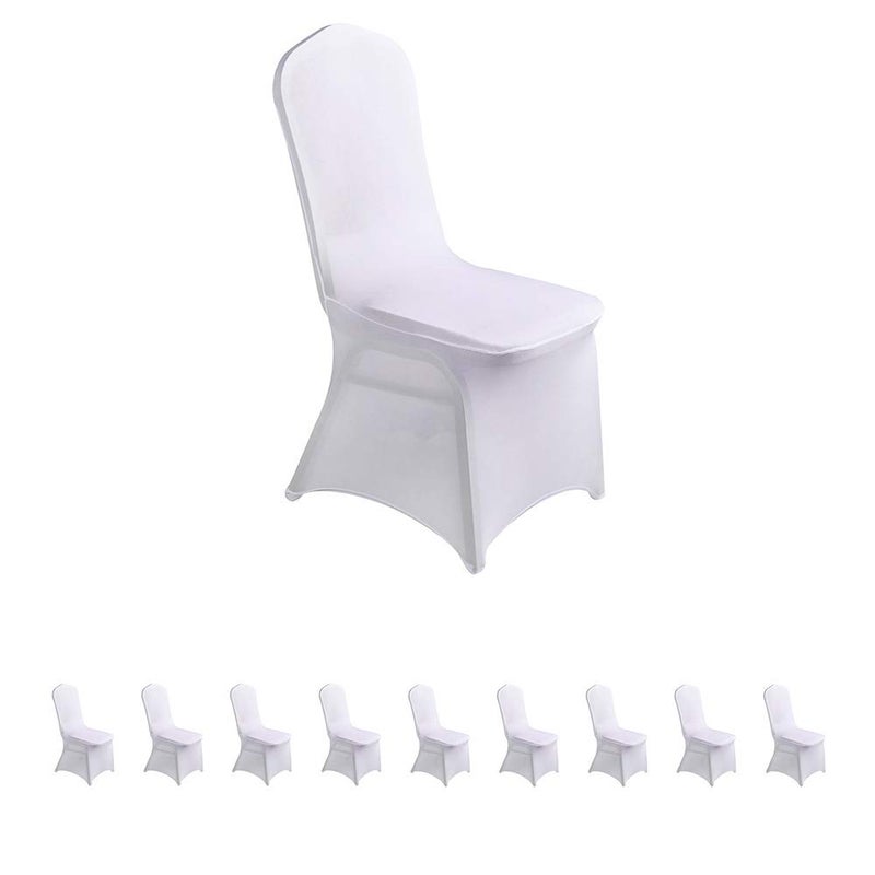 LZY 10pcs Spandex Chair Cover Stretch Slipcovers for Wedding Party, Dining Banquet Chair Decoration Covers (White, 10) - Image 1